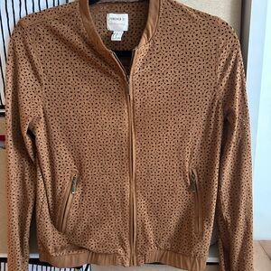 Forever 21 Brown Perforated Bomber Jacket